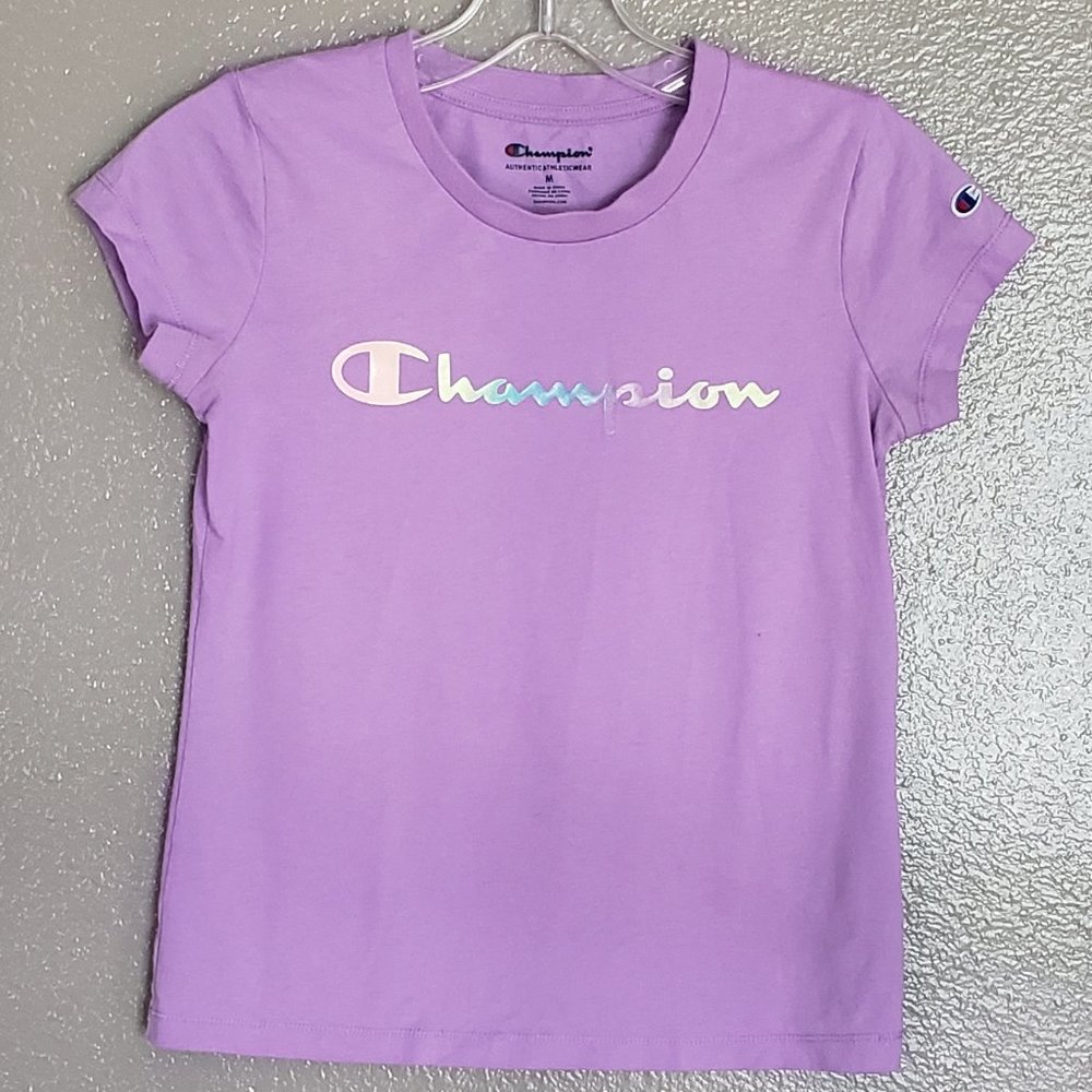 Lavender CHAMPION kids size medium tshirt